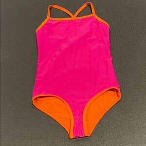 Primary Reversible Kids Pink and Orange Swimsuit, sz 8
